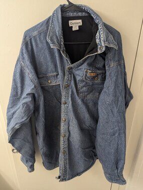 Carhartt Fleece Lined Denim Shirt Jacket 2XL Tall Blue